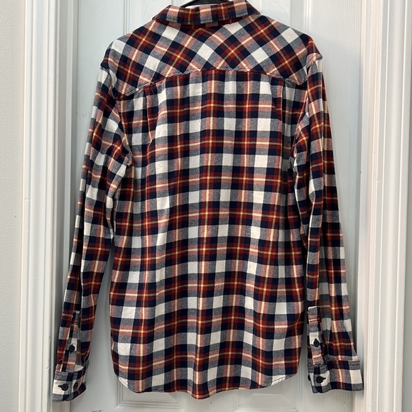 EUC RVCA Men's That’ll Work Flannel Button Down Shirt Navy/Red/Yellow Large - Picture 7 of 9